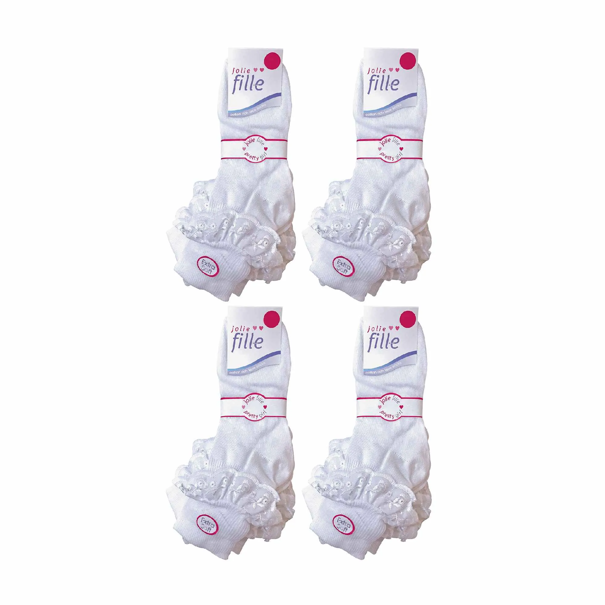 12 Pack Baby Girls White Soft Frilly Lace Socks