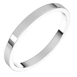 14K White 2 mm Flat Band Size 14.5