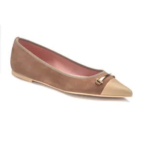 52120 - Taupe Suede Teens Hosebit Point Flats