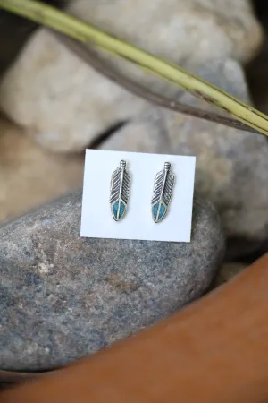 62221 FEATHER TURQ INLAY STUD ER