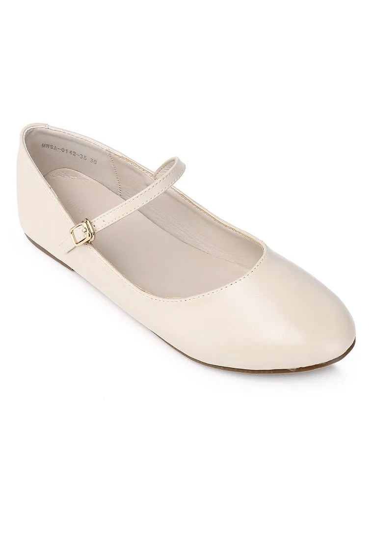 Aelia Rounded Toe Flats & Ballerina (Beige)