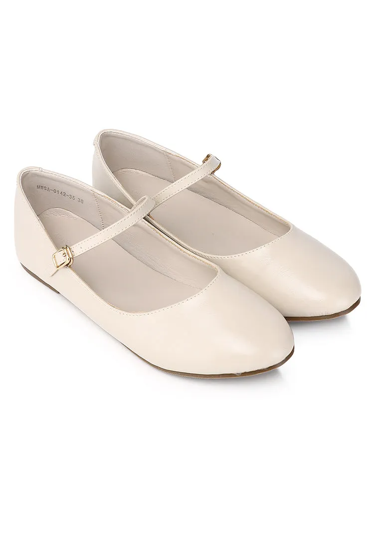 Aelia Rounded Toe Flats & Ballerina (Beige)
