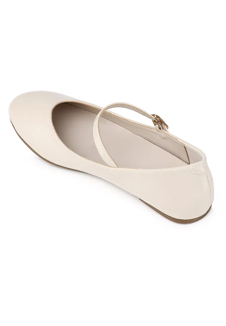 Aelia Rounded Toe Flats & Ballerina (Beige)