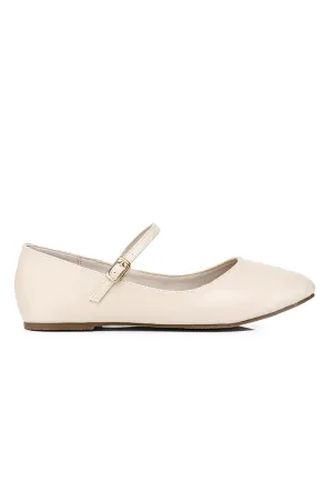 Aelia Rounded Toe Flats & Ballerina (Beige)