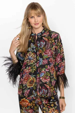 Asiavo Reversible Lewella Feather Trim Kimono