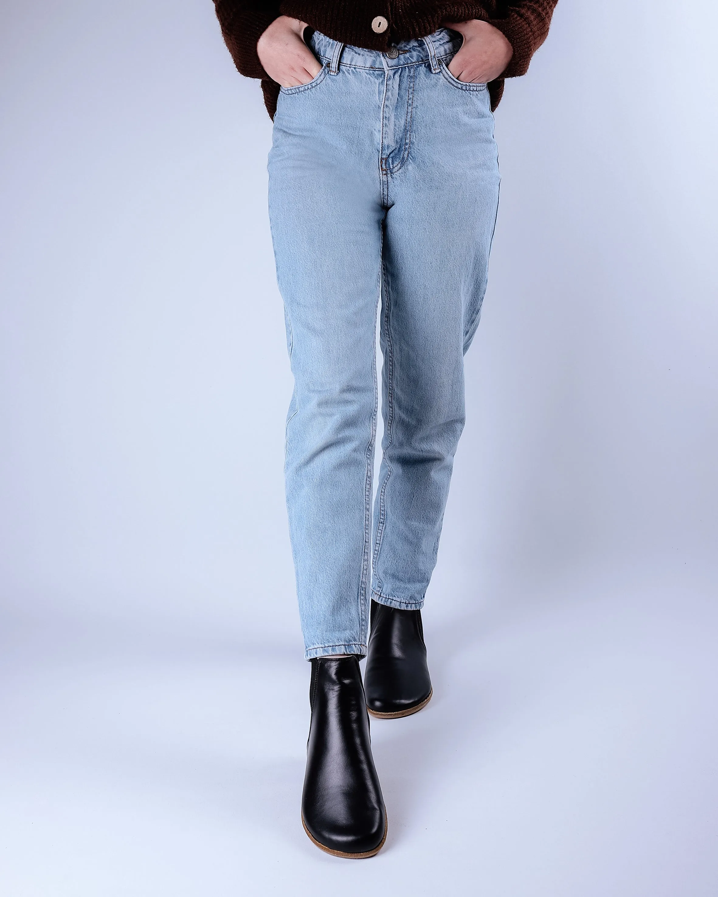 Black Chelsea Boots Wide Barefoot Smooth Leather Handmade Shoes