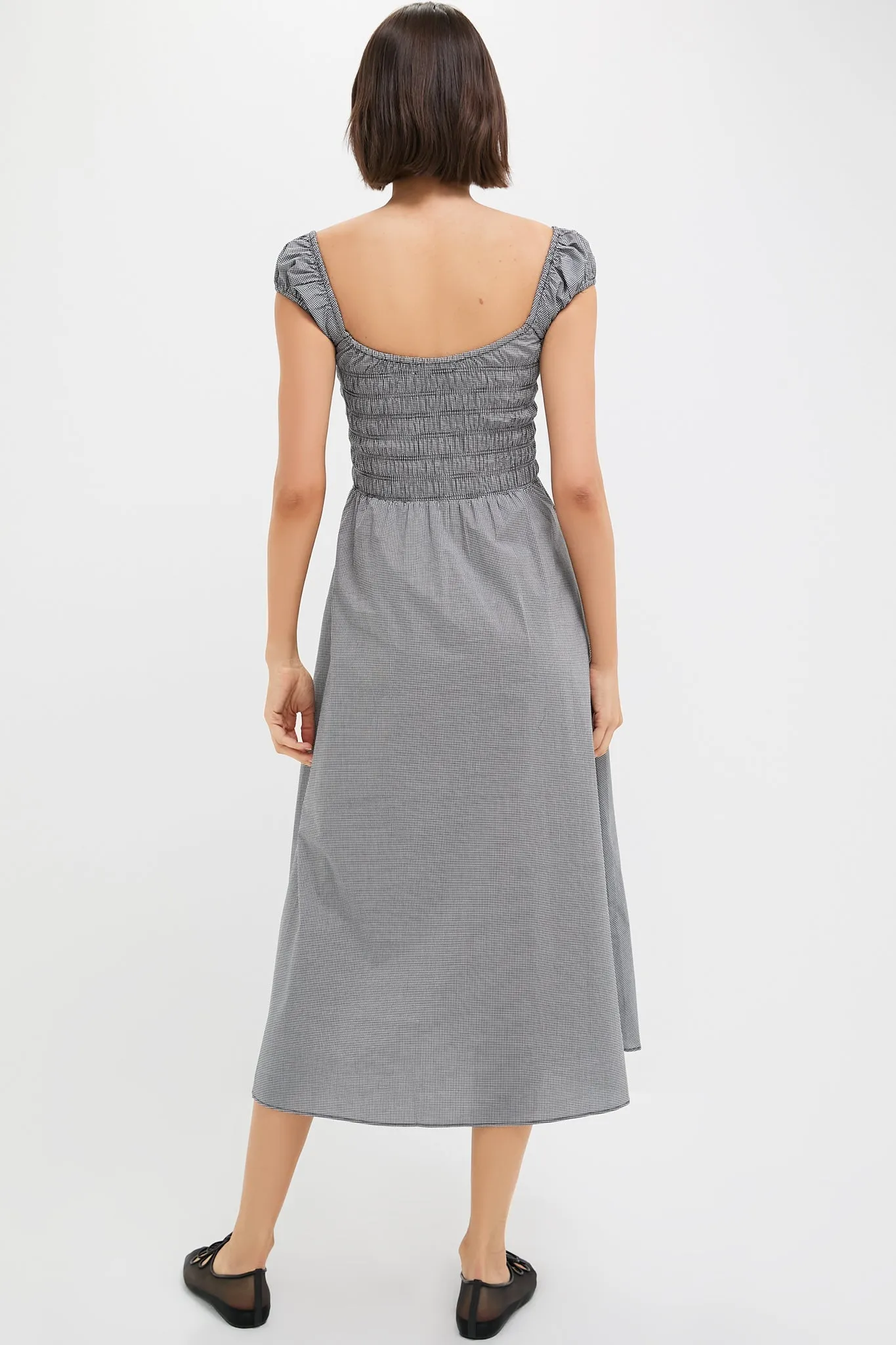 Black Gingham Amelie Midi Dress