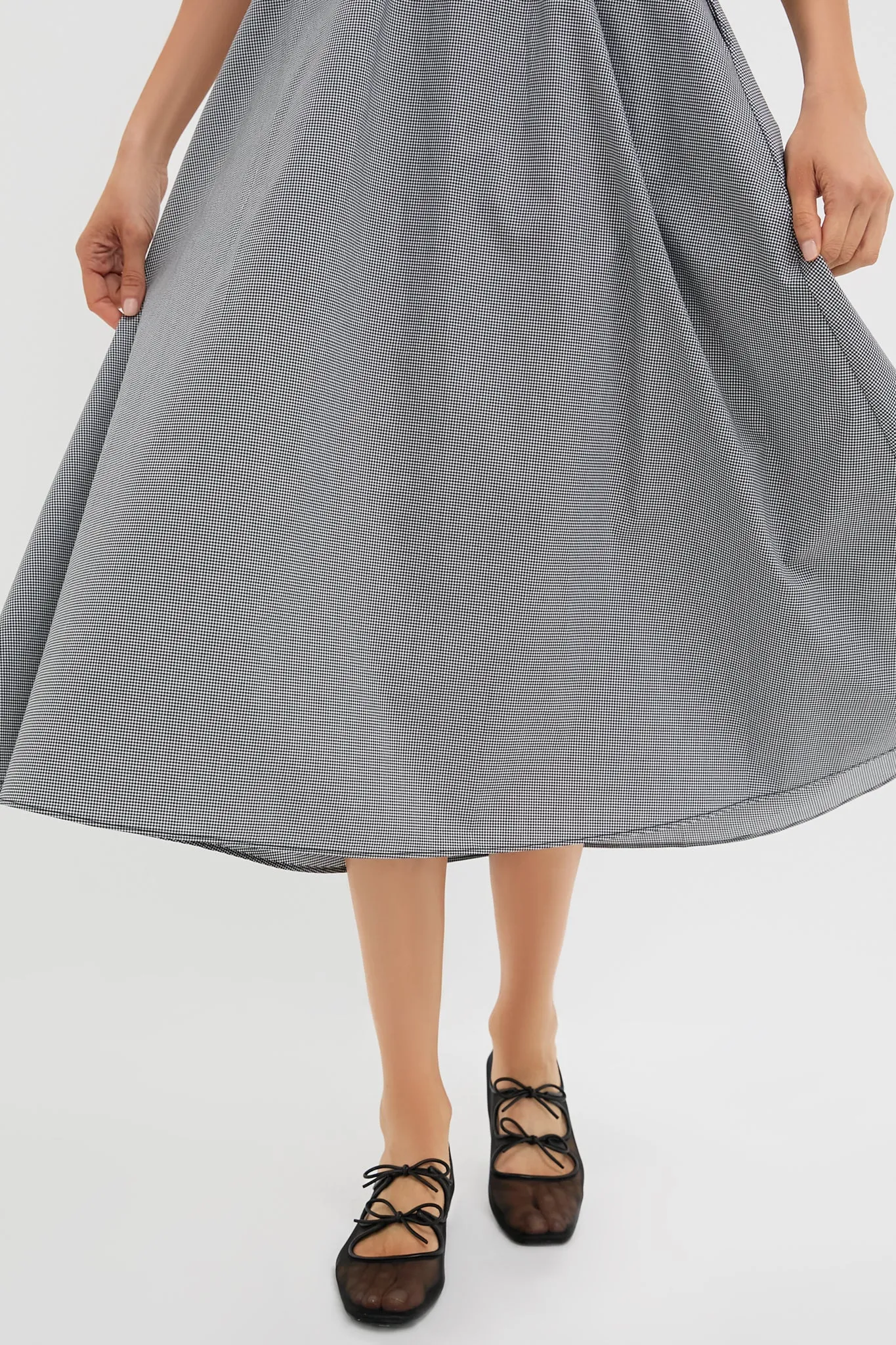 Black Gingham Amelie Midi Dress