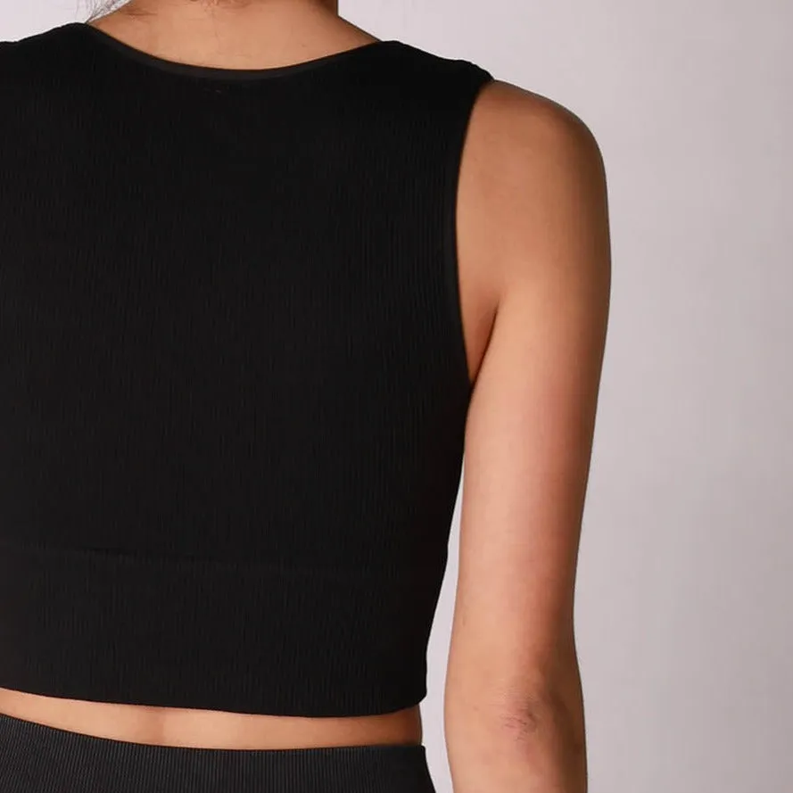 Black V-Neck Crop Top
