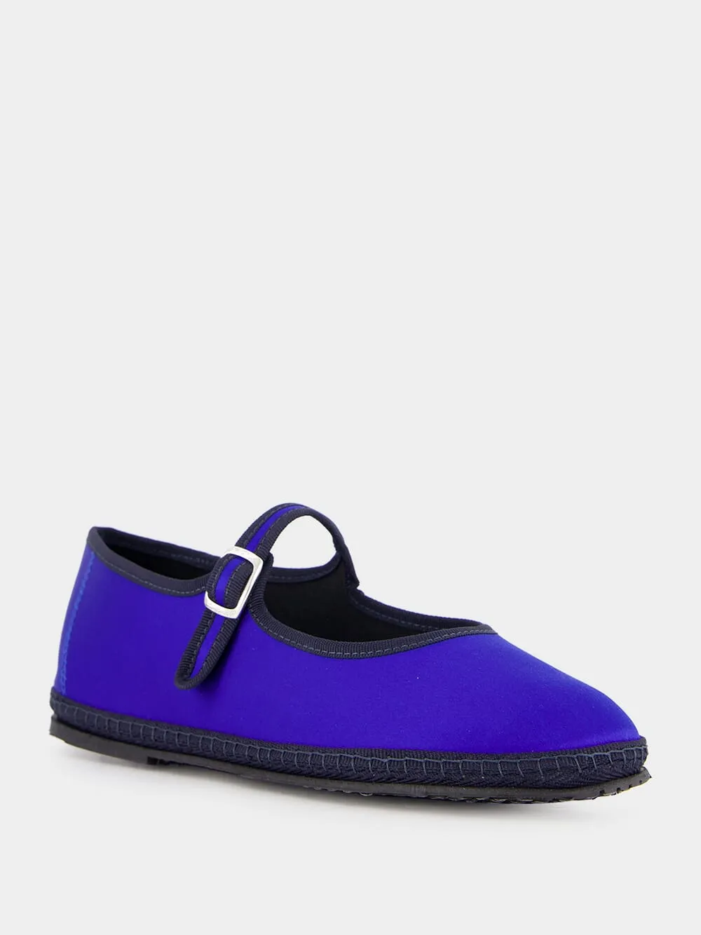 Blue Mary Jane Satin Flats