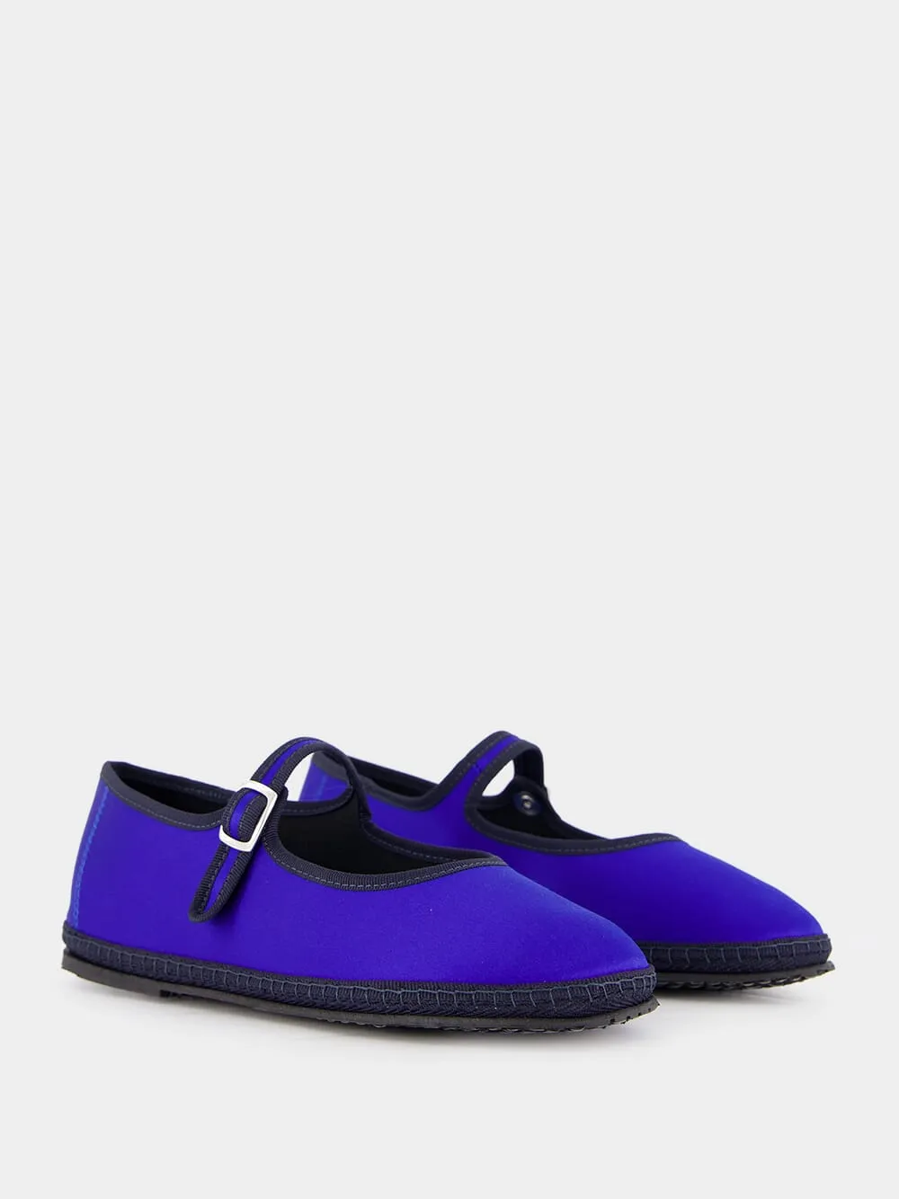 Blue Mary Jane Satin Flats