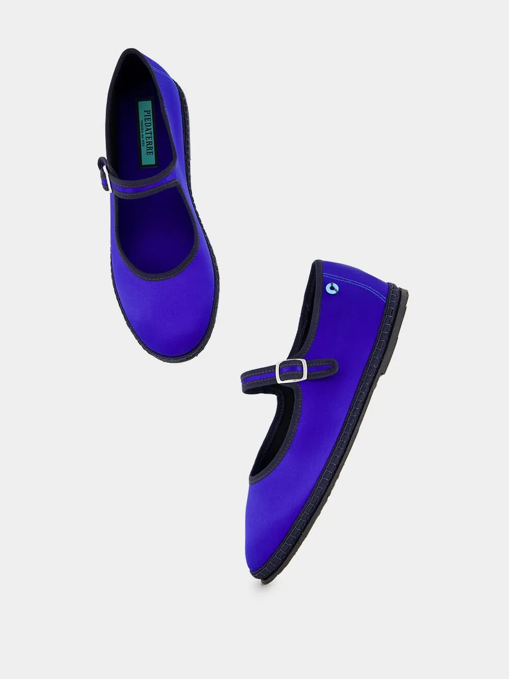 Blue Mary Jane Satin Flats