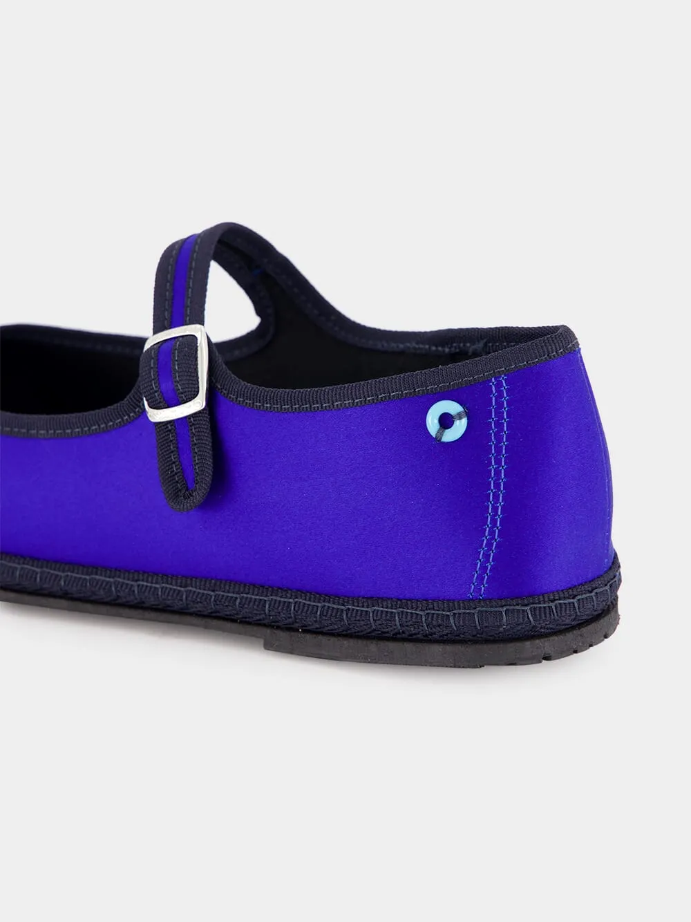 Blue Mary Jane Satin Flats