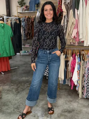 Boots Stitch Mesh Mock Neck Top