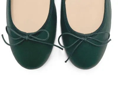 Bottle green leather ballet flats