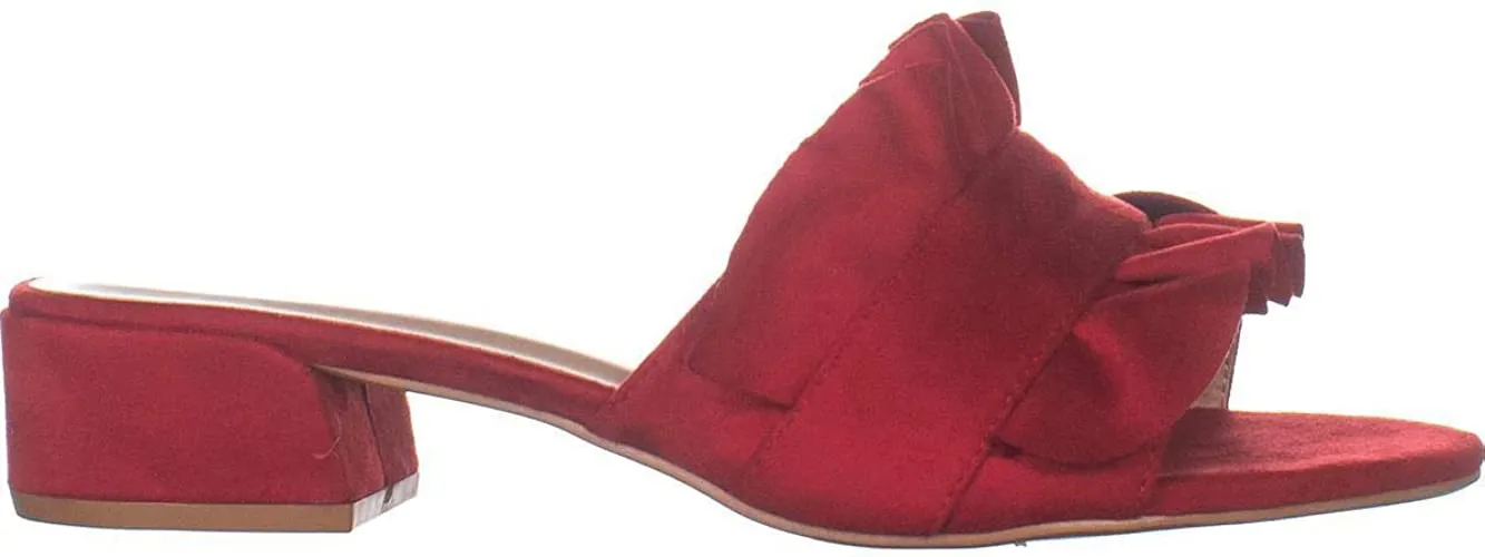 Brinley Co. Womens Salest Ruffle Faux Suede Slide-on Mules Red, 7.5 Regular US
