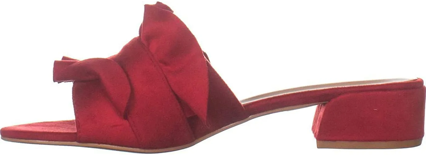 Brinley Co. Womens Salest Ruffle Faux Suede Slide-on Mules Red, 7.5 Regular US