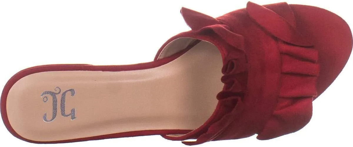 Brinley Co. Womens Salest Ruffle Faux Suede Slide-on Mules Red, 7.5 Regular US