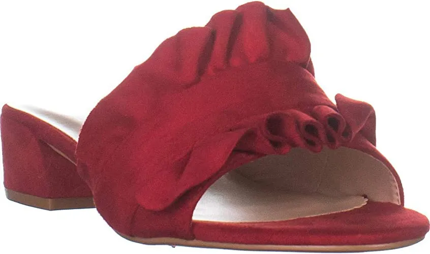 Brinley Co. Womens Salest Ruffle Faux Suede Slide-on Mules Red, 7.5 Regular US
