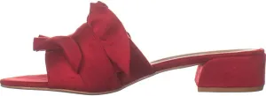 Brinley Co. Womens Salest Ruffle Faux Suede Slide-on Mules Red, 7.5 Regular US