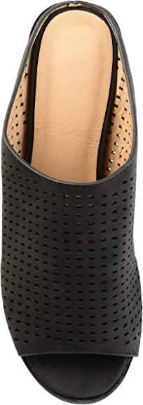Brinley Co. Womens Zess Faux Nubuck Open-Toe Perforated Mules Black, 9 Regular US