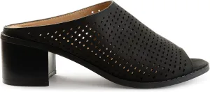 Brinley Co. Womens Zess Faux Nubuck Open-Toe Perforated Mules Black, 9 Regular US
