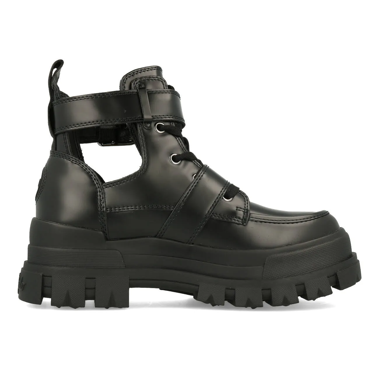 Buffalo Aspha Bike Bootie Flat Damen Vegan Box Nappa Black