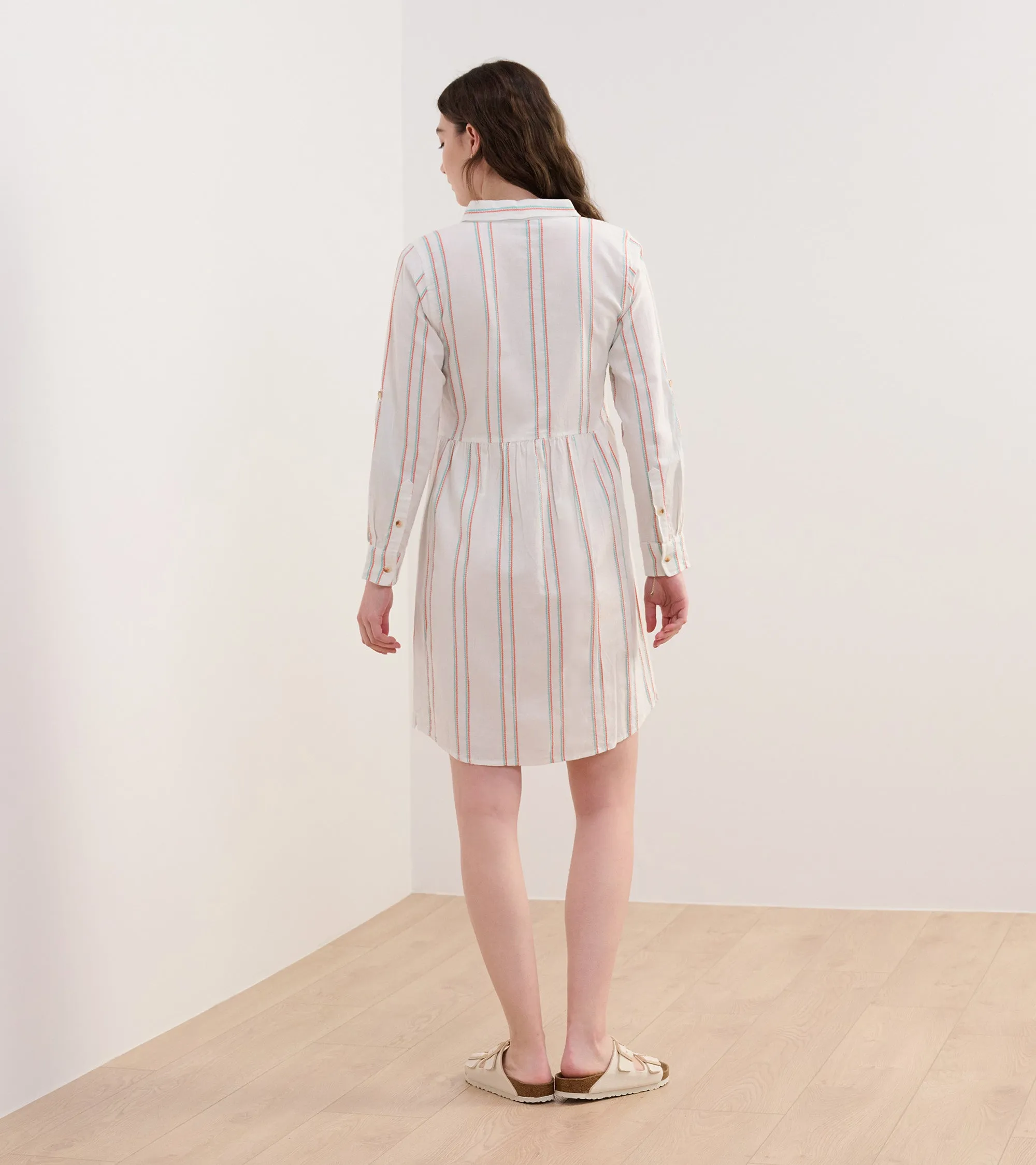 Cara Shirt Dress - Peach Chain Stripes