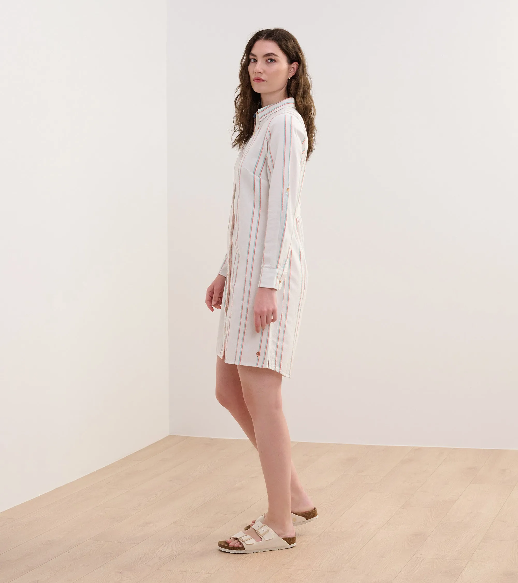 Cara Shirt Dress - Peach Chain Stripes
