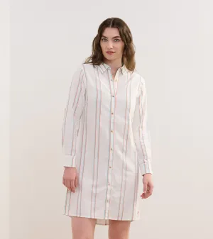 Cara Shirt Dress - Peach Chain Stripes