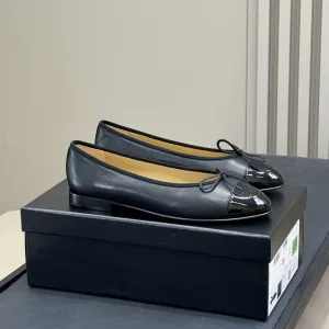CC Classic Ballet Flats Black Beige Lambskin 282274
