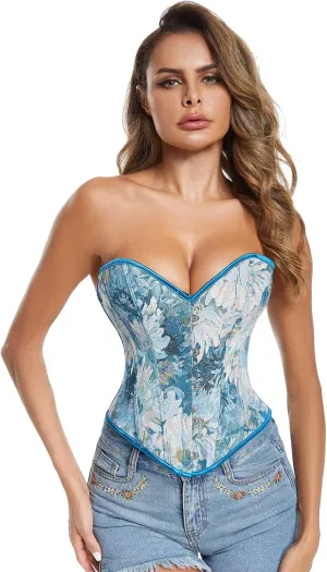 Charmian Renaissance Floral Jacquard Lace Up Corset