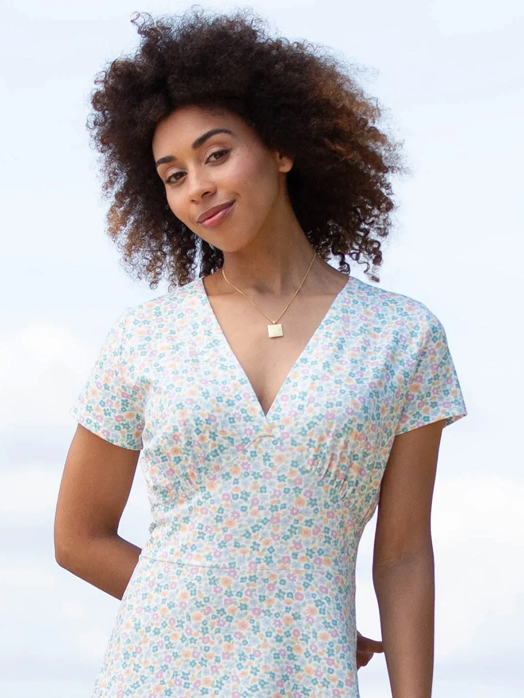 Cheselbourne jersey dress meadow ditsy soft