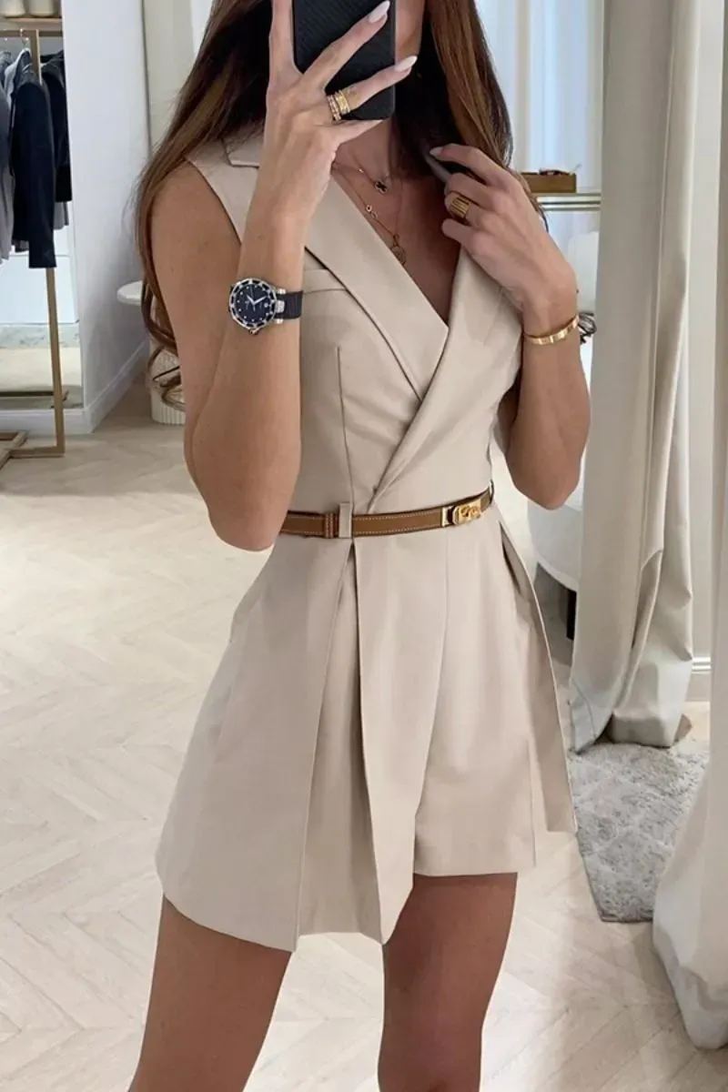 Chic & Confident – Women’s Sleeveless Belted Romper