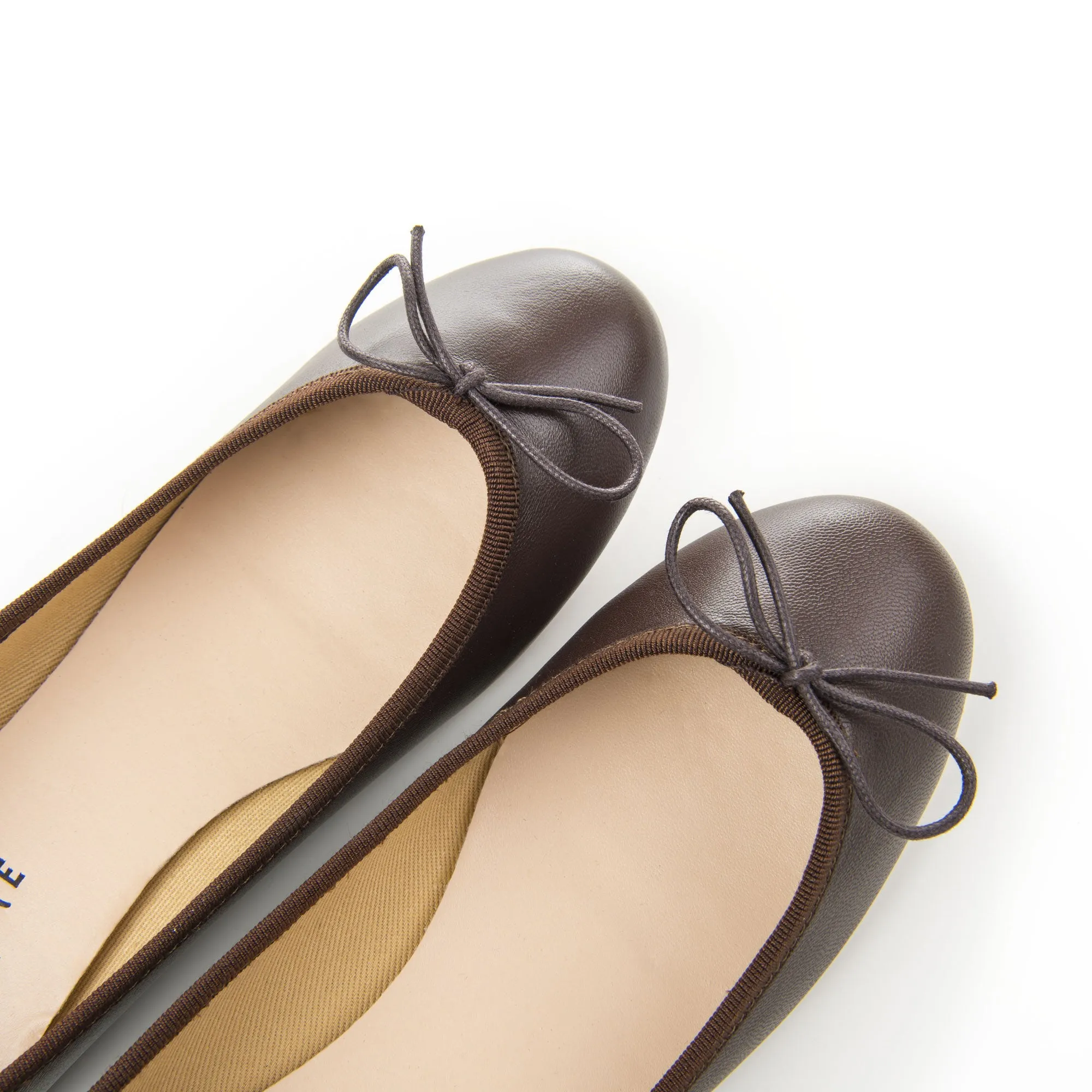 Chocolate Brown Leather Ballet Flats