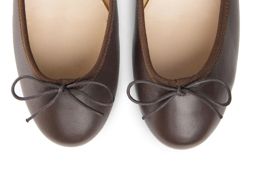 Chocolate Brown Leather Ballet Flats