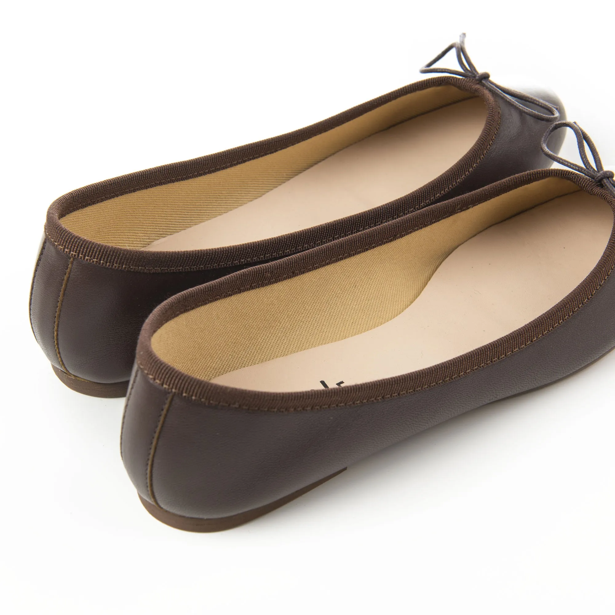 Chocolate Brown Leather Ballet Flats