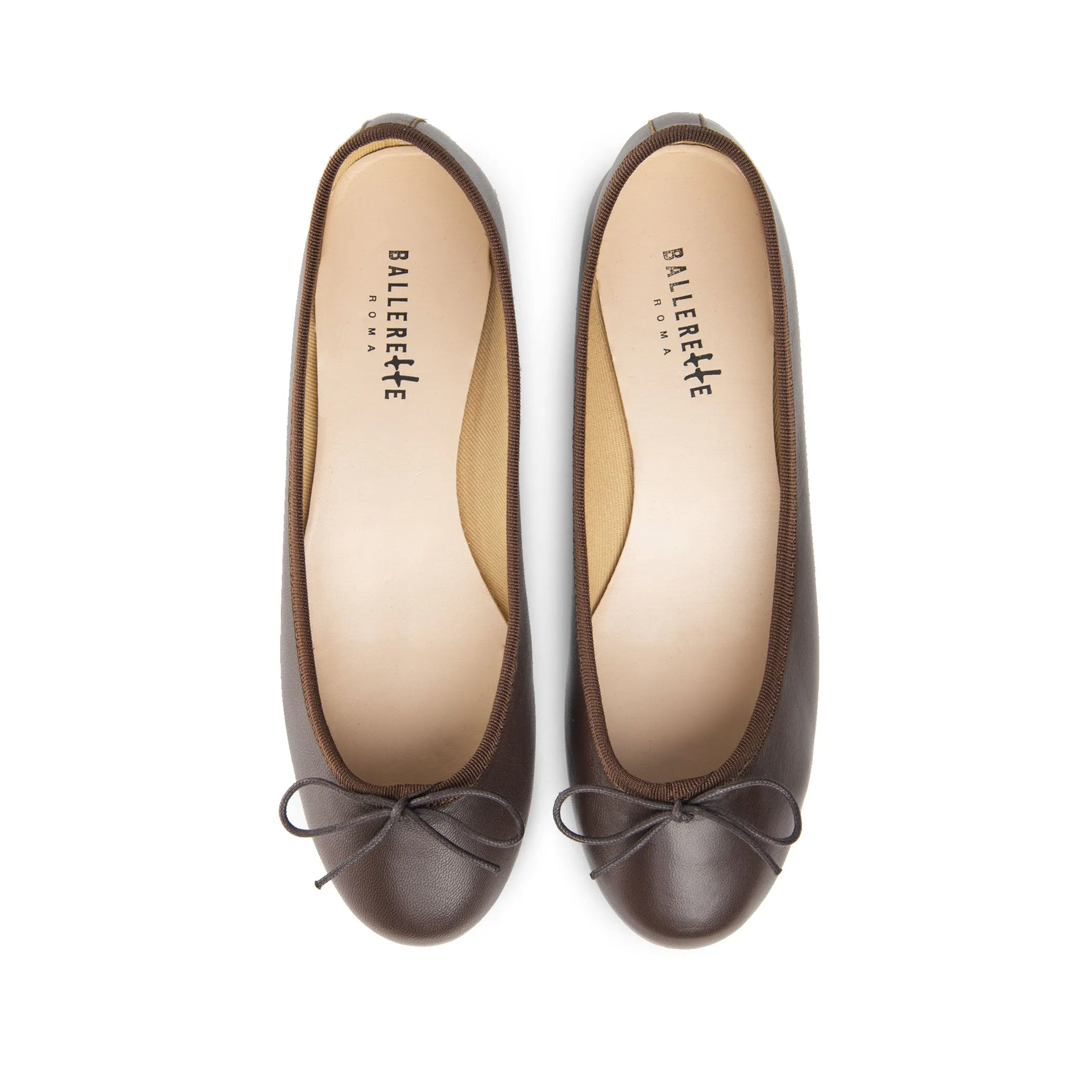 Chocolate Brown Leather Ballet Flats