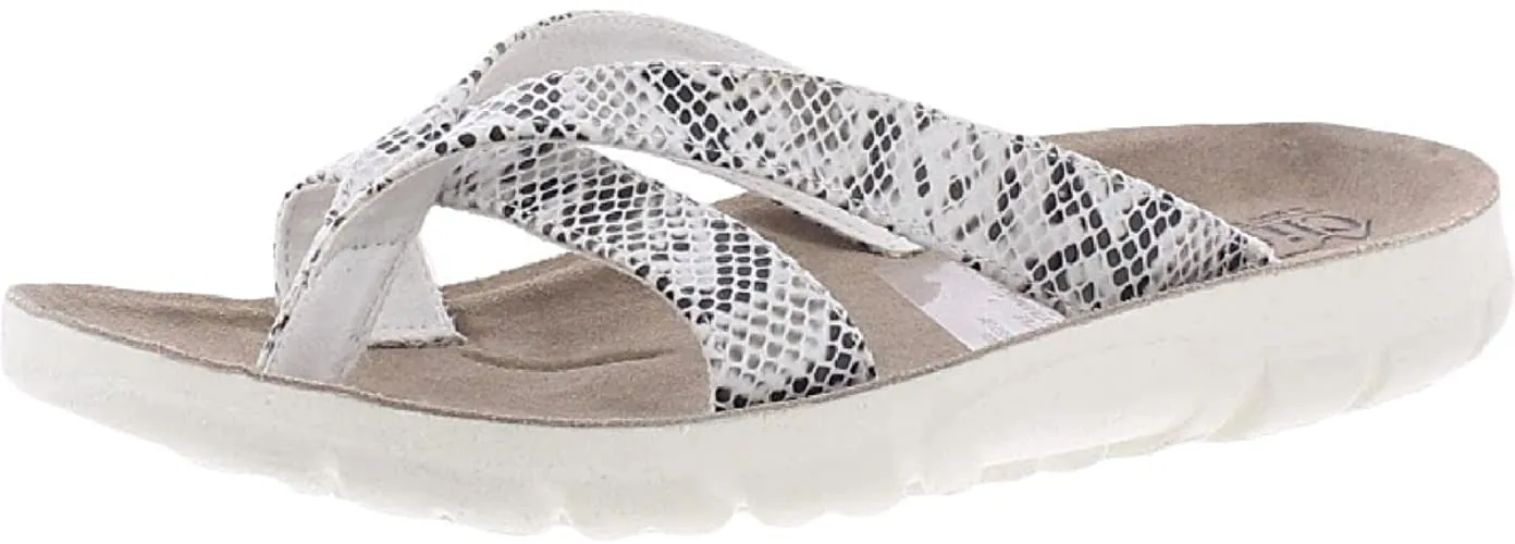 CLIFFS BY WHITE MOUNTAIN Best Of Women's Flat Sandal, White/Es-Print, 10 M