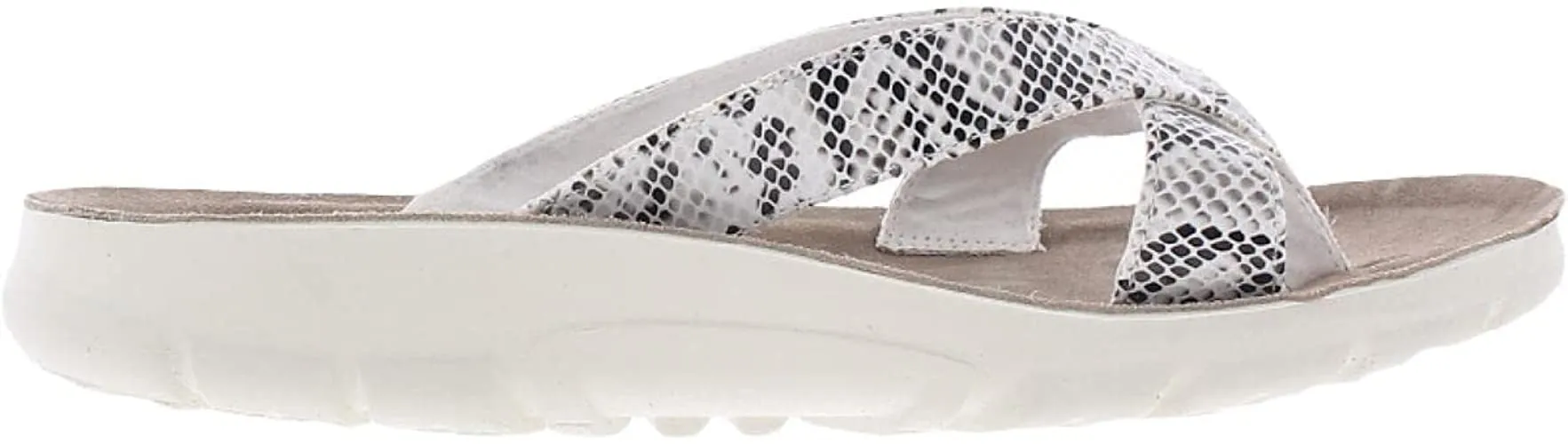 CLIFFS BY WHITE MOUNTAIN Best Of Women's Flat Sandal, White/Es-Print, 10 M
