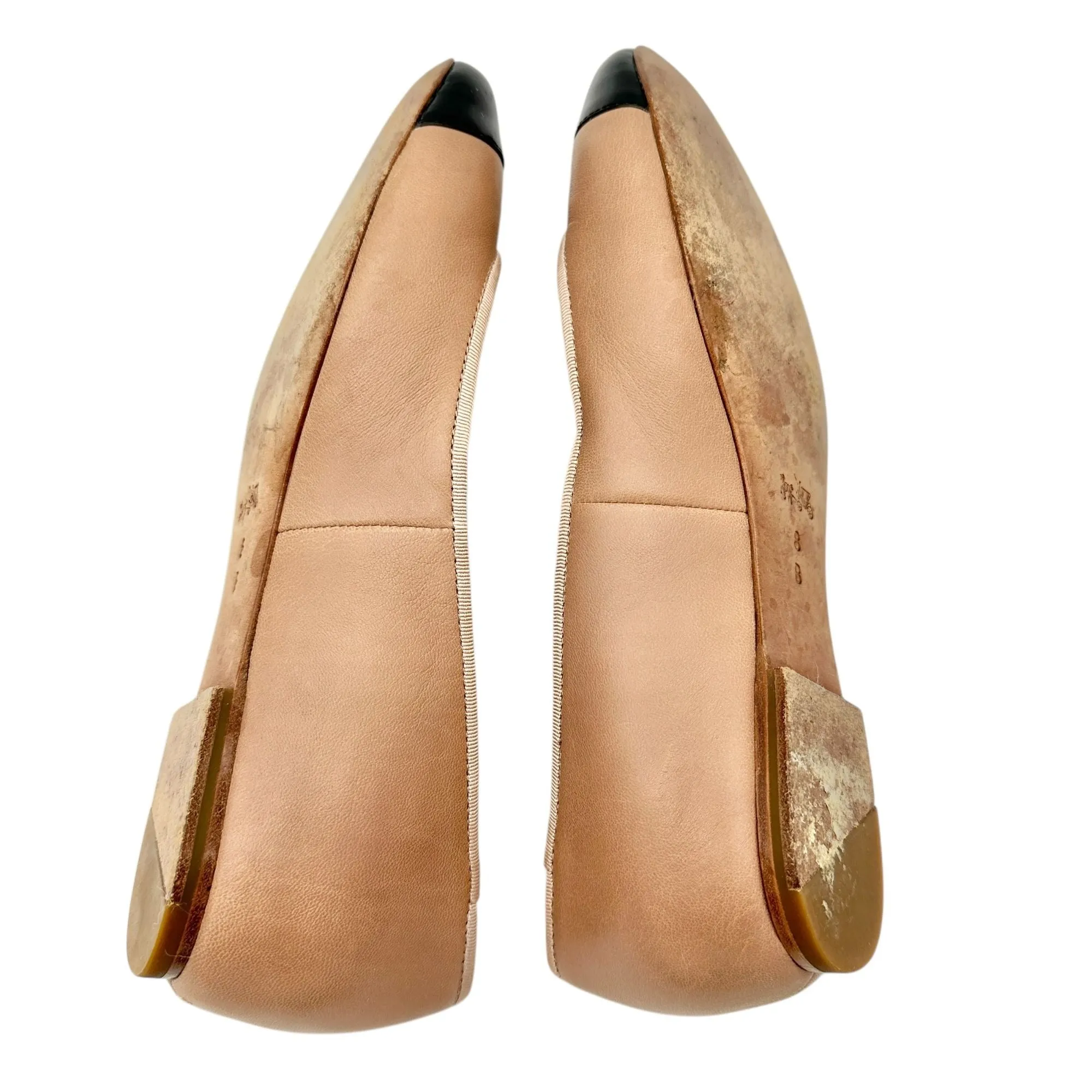 Coach Womens Size 8B Ballet Flats Leather Tan & Black