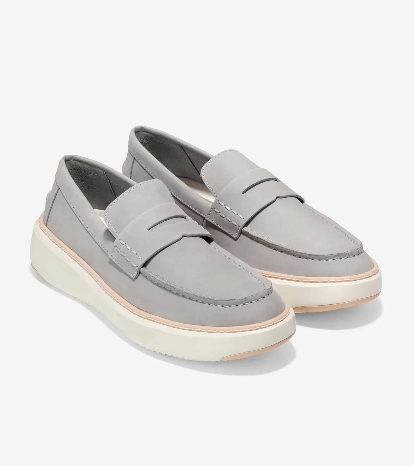 Cole Haan Men's GrandPrø Topspin Penny Loafer Paloma Nubuck-Ivory Leather C37196