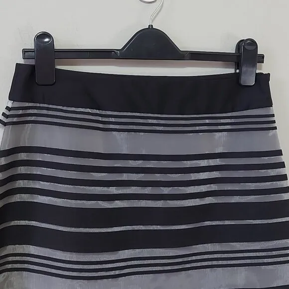COPY - Alexis Medalia Skirt Large Black White Striped Office Comfy Sheer Pencil…