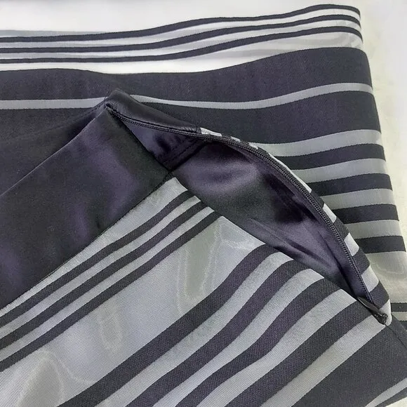 COPY - Alexis Medalia Skirt Large Black White Striped Office Comfy Sheer Pencil…