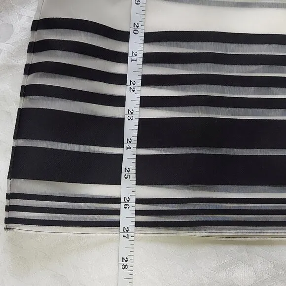 COPY - Alexis Medalia Skirt Large Black White Striped Office Comfy Sheer Pencil…