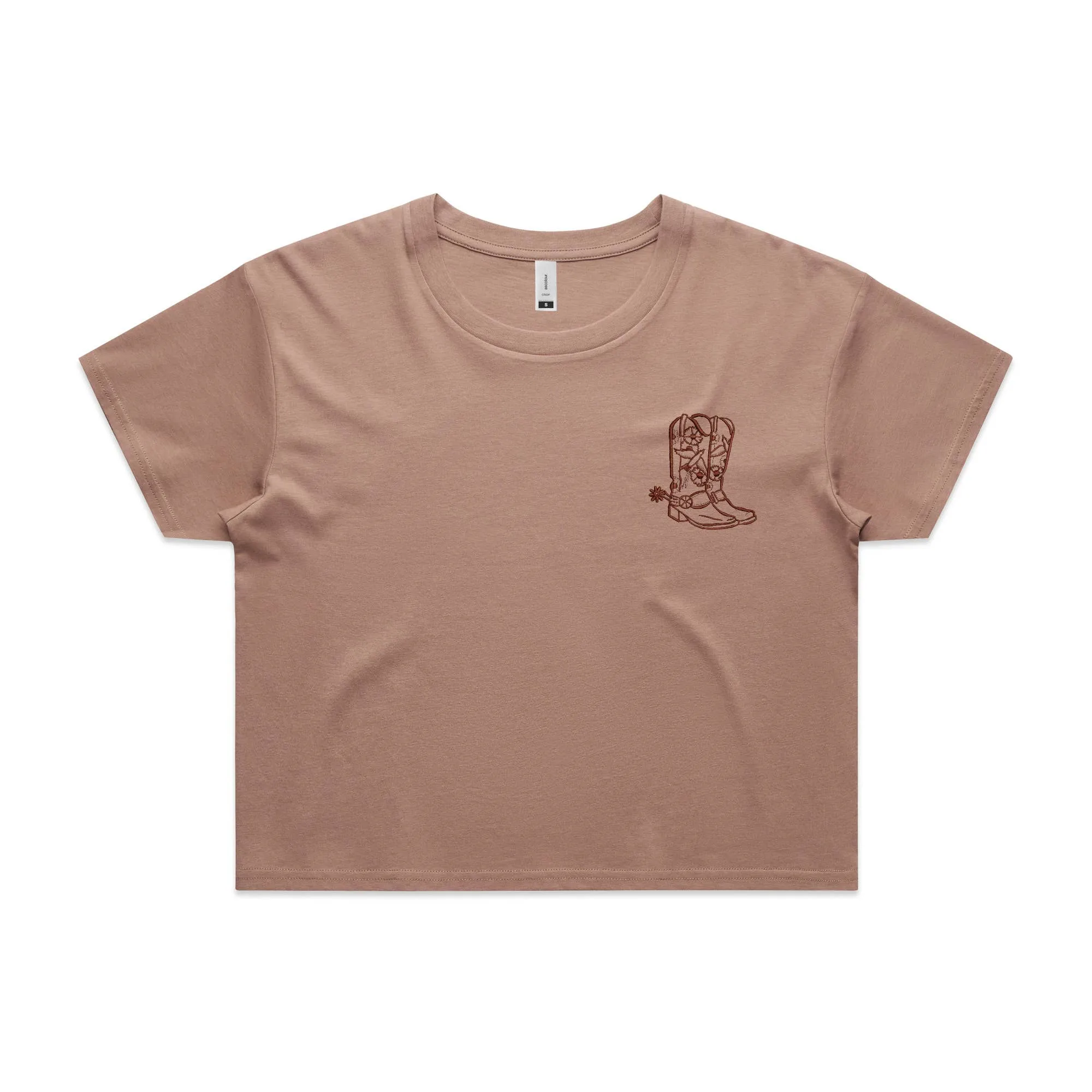 Cowboy Boot Cropped Western Tee (Embroidered)