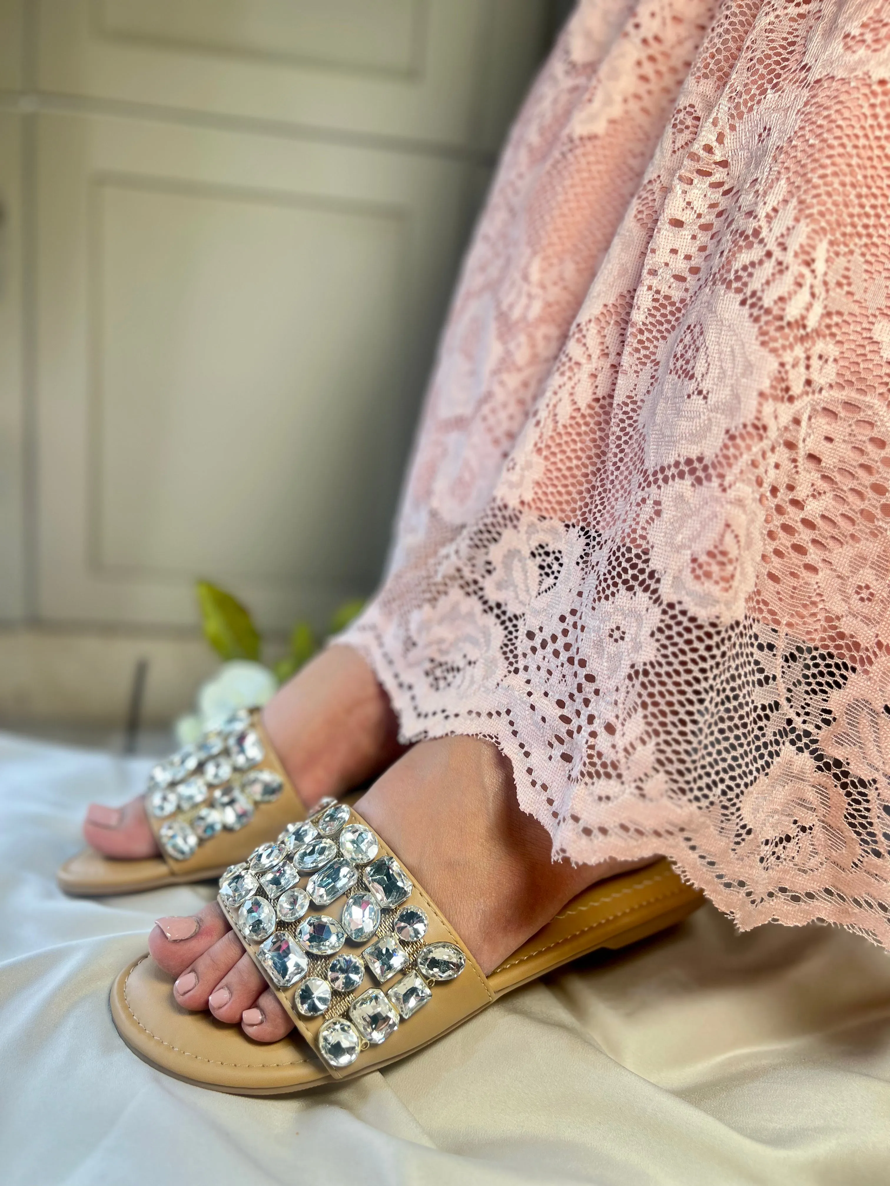 Crystal Luxe Slide Flats