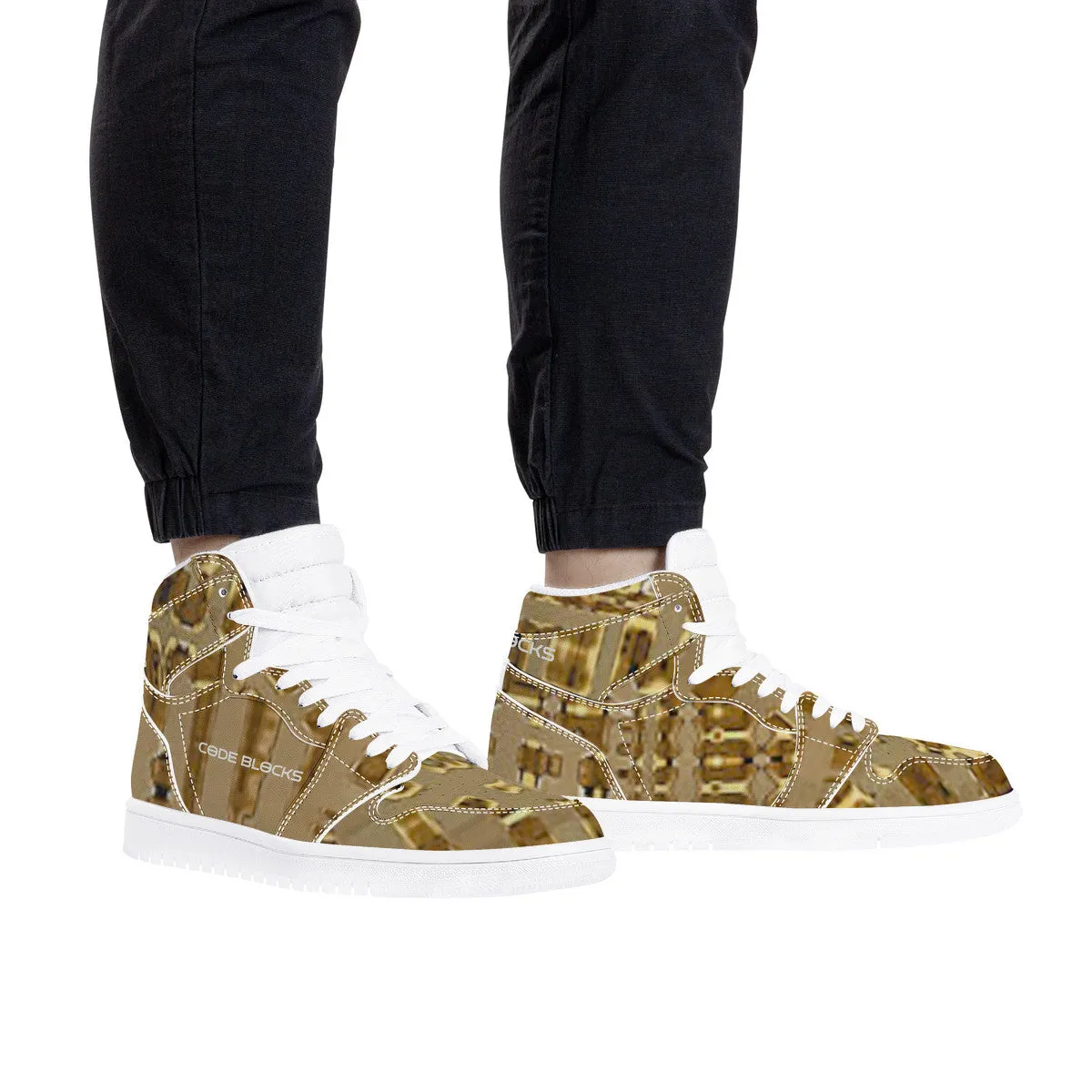 D17 High Top Synthetic Leather Sneaker