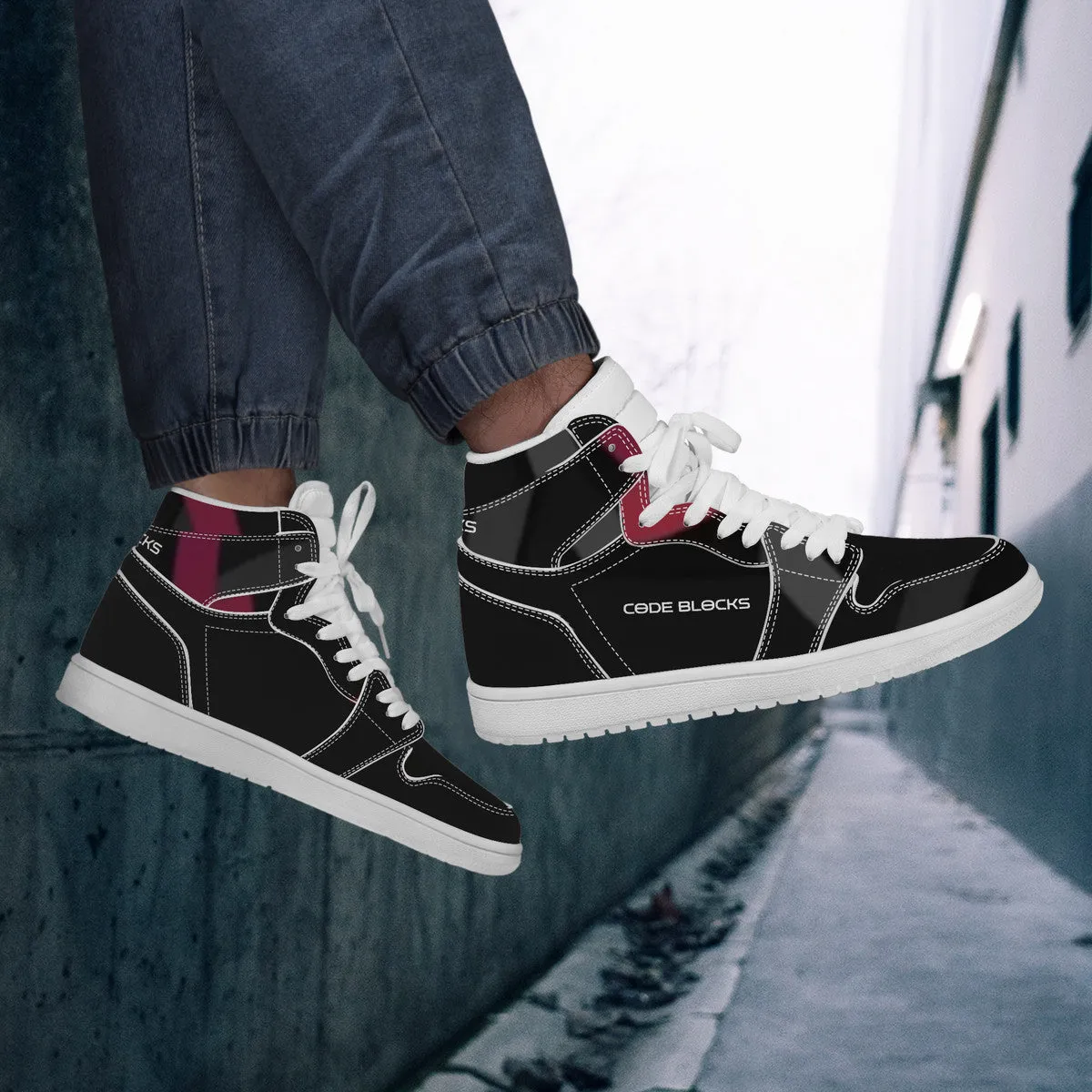 D17 High Top Synthetic Leather Sneaker