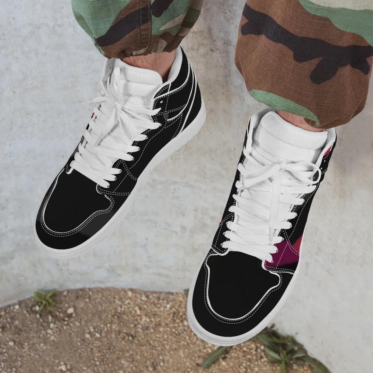 D17 High Top Synthetic Leather Sneaker